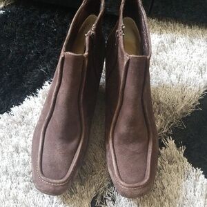 Devani brown wedge suede booties 7